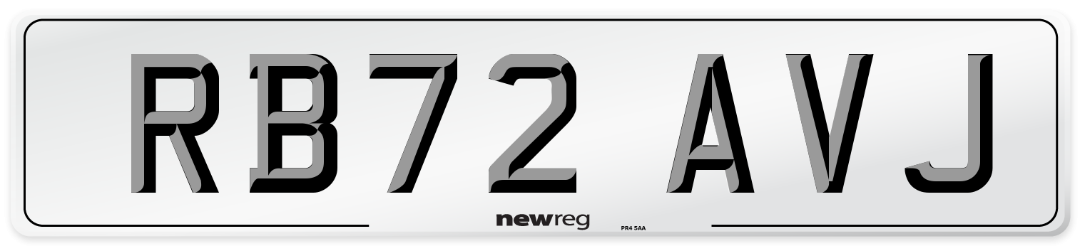 RB72 AVJ Number Plate from New Reg